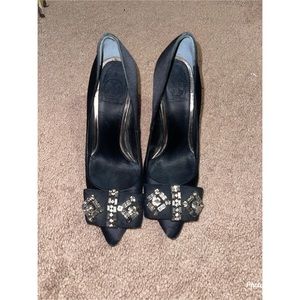 Tory Burch Black Heels with Gold Accents